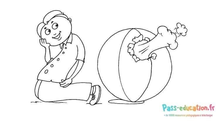Coloriage Garçon et ballon chiffre 8 à imprimer et colorier