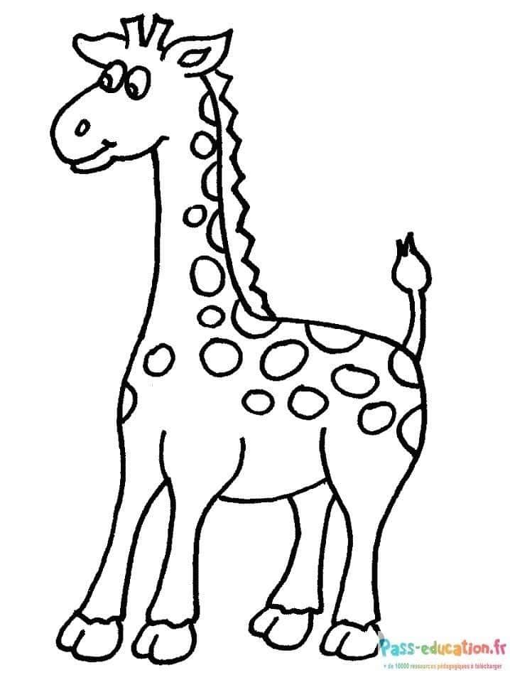 Coloriage Girafe joyeuse à imprimer et colorier