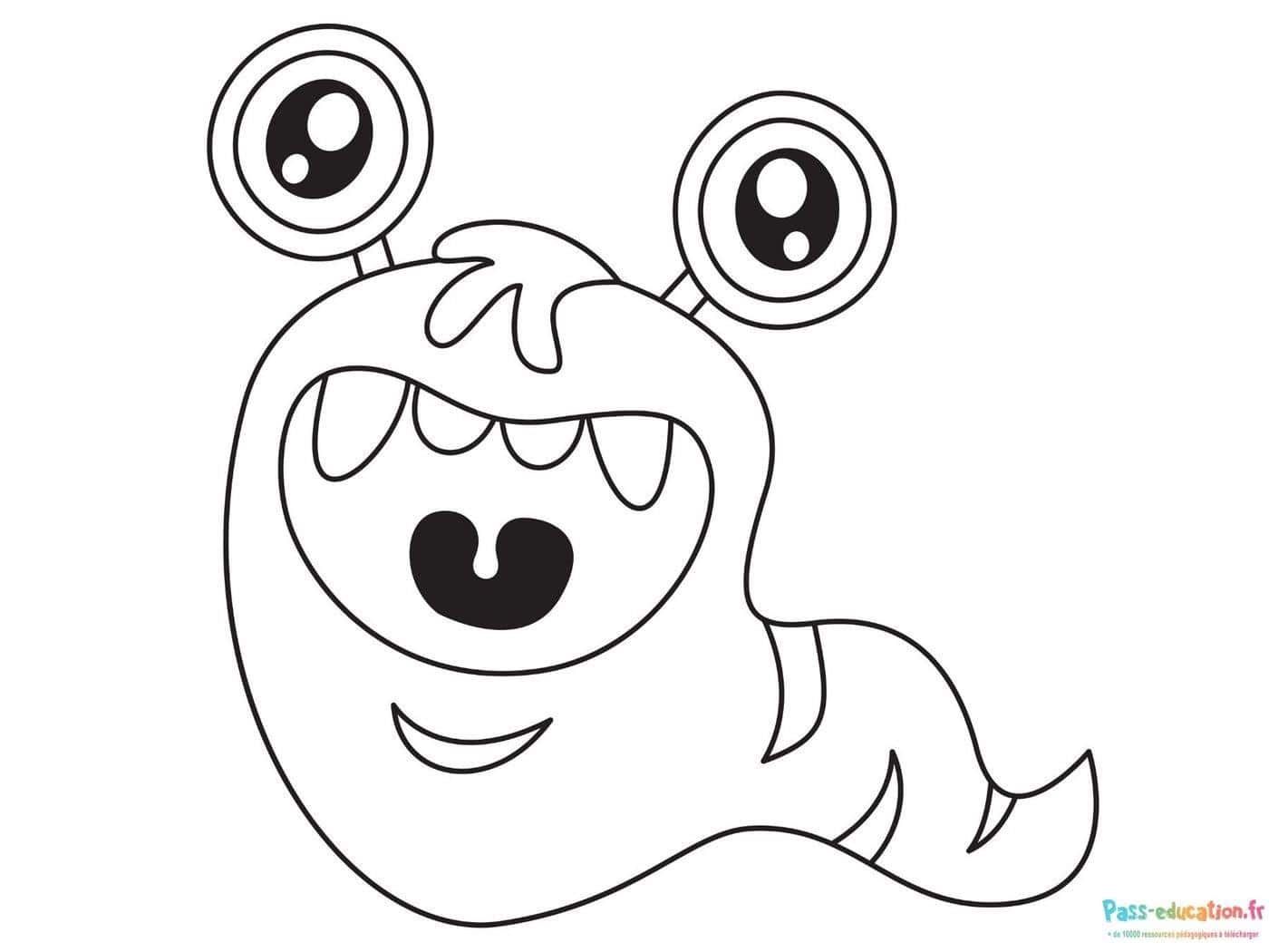 Coloriage Monstre souriant à imprimer et colorier