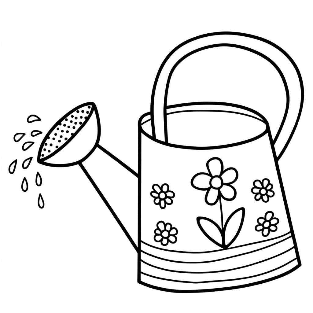 Coloriage Arrosoir à fleurs à imprimer et colorier