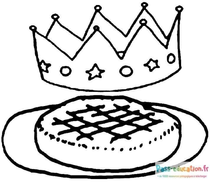 Coloriage Couronne et galette à imprimer et colorier