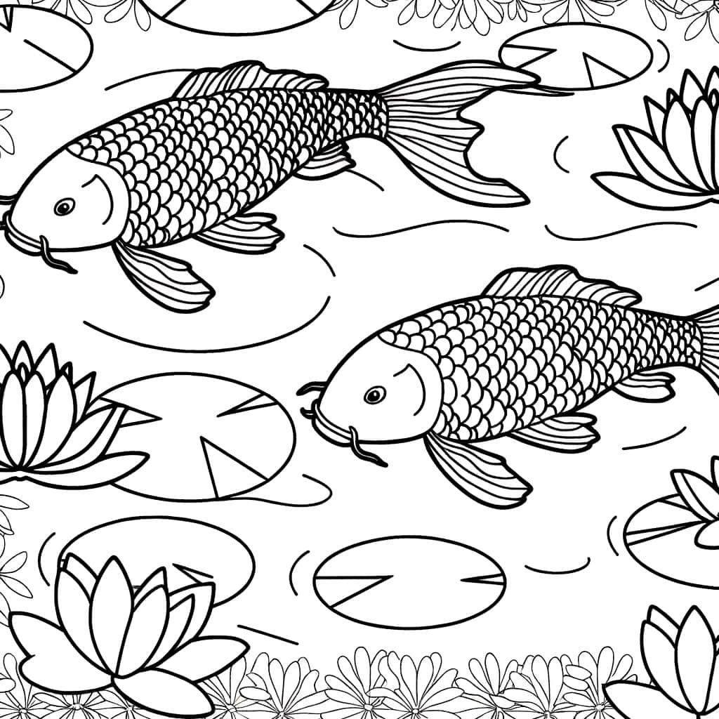 Coloriage Carpe Koï à imprimer et colorier