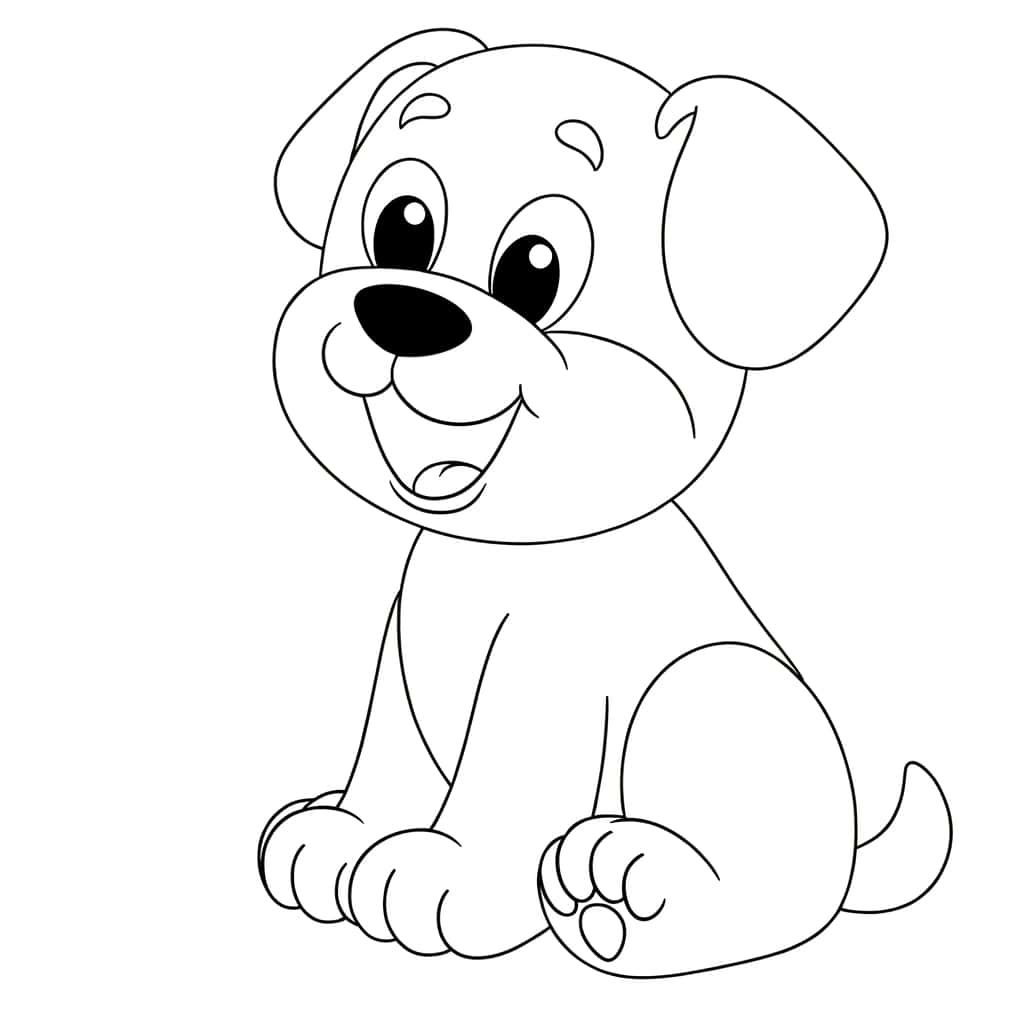 Coloriage Chiot dessin animé à imprimer et colorier
