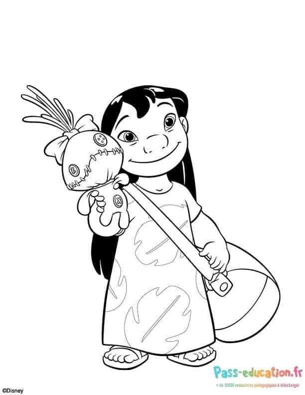 Coloriage Lilo et son poupée à imprimer et colorier