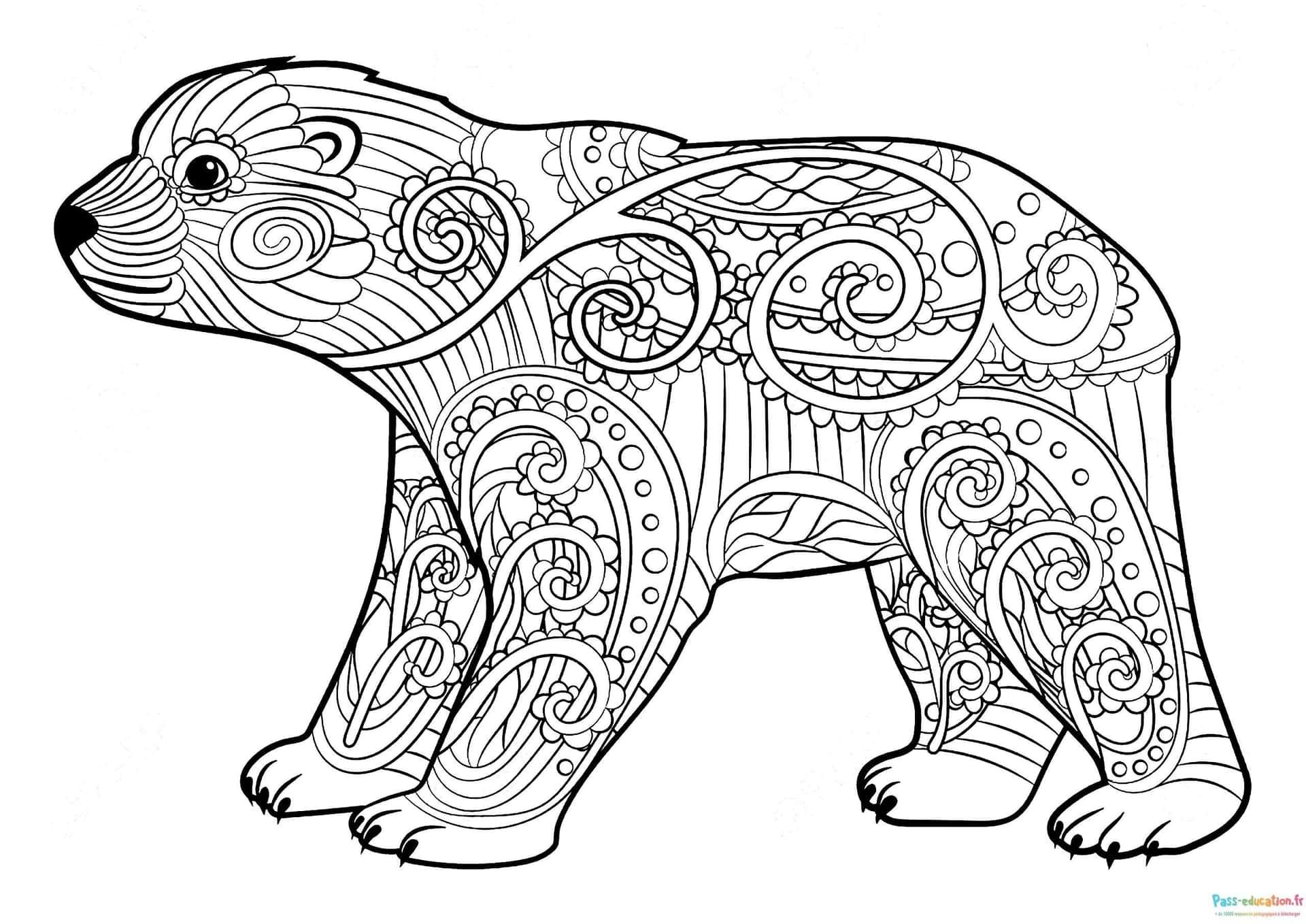 Coloriage Ours Mandala à imprimer et colorier