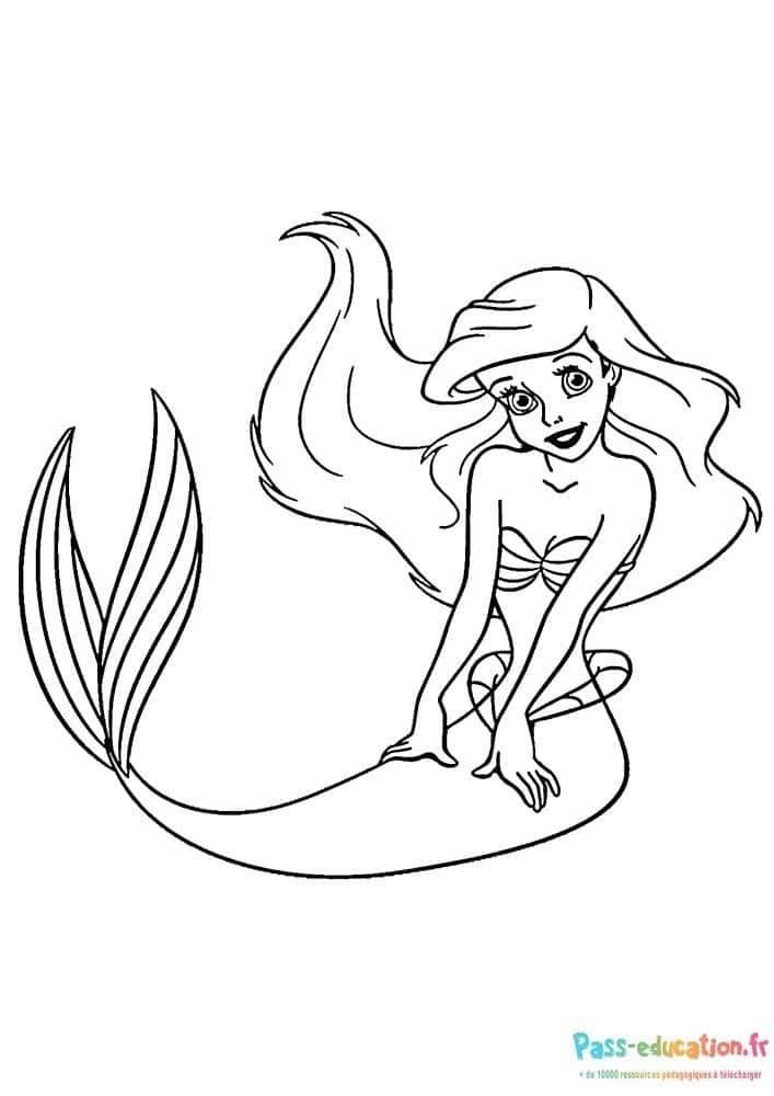 Coloriage Sirène posant à imprimer et colorier