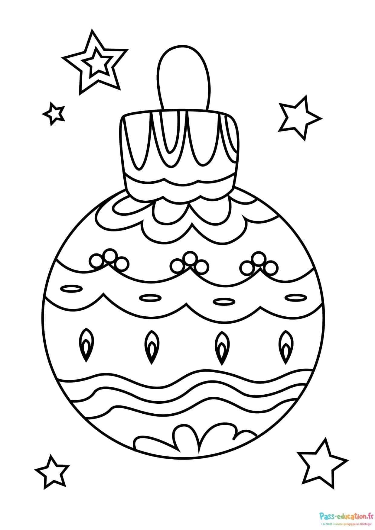 Coloriage Boule de Noël à imprimer et colorier