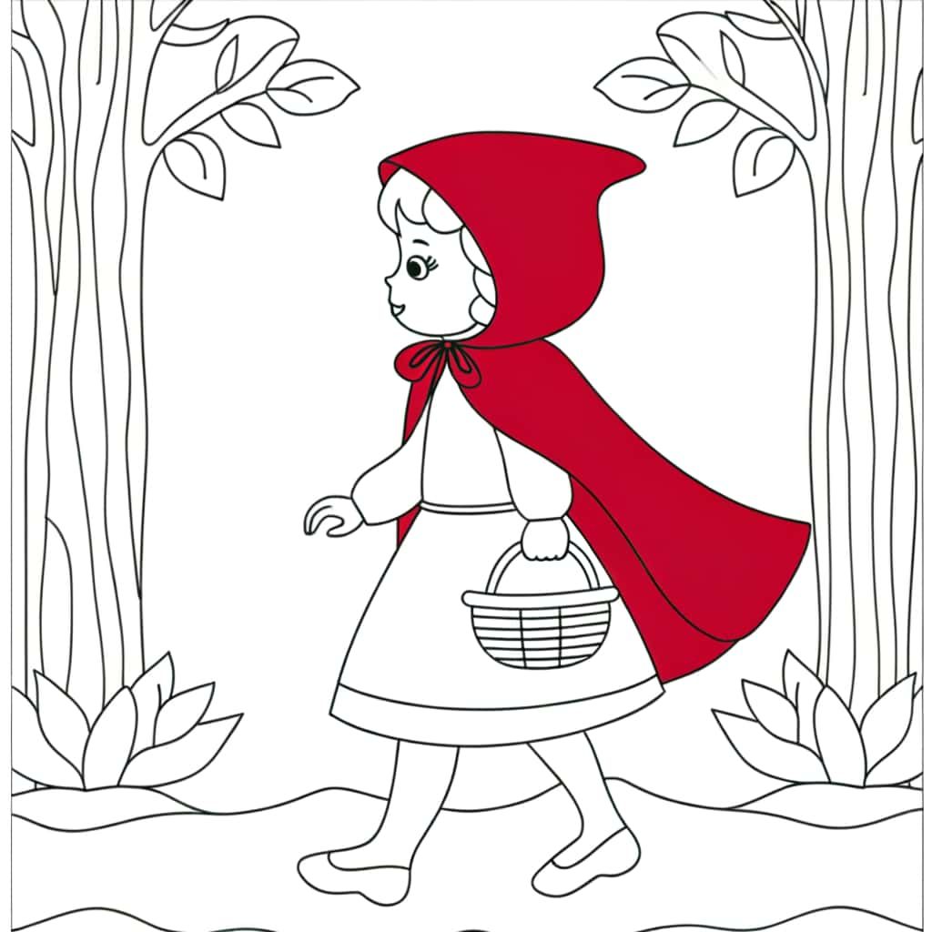 Coloriage Petit Chaperon Rouge à imprimer et colorier