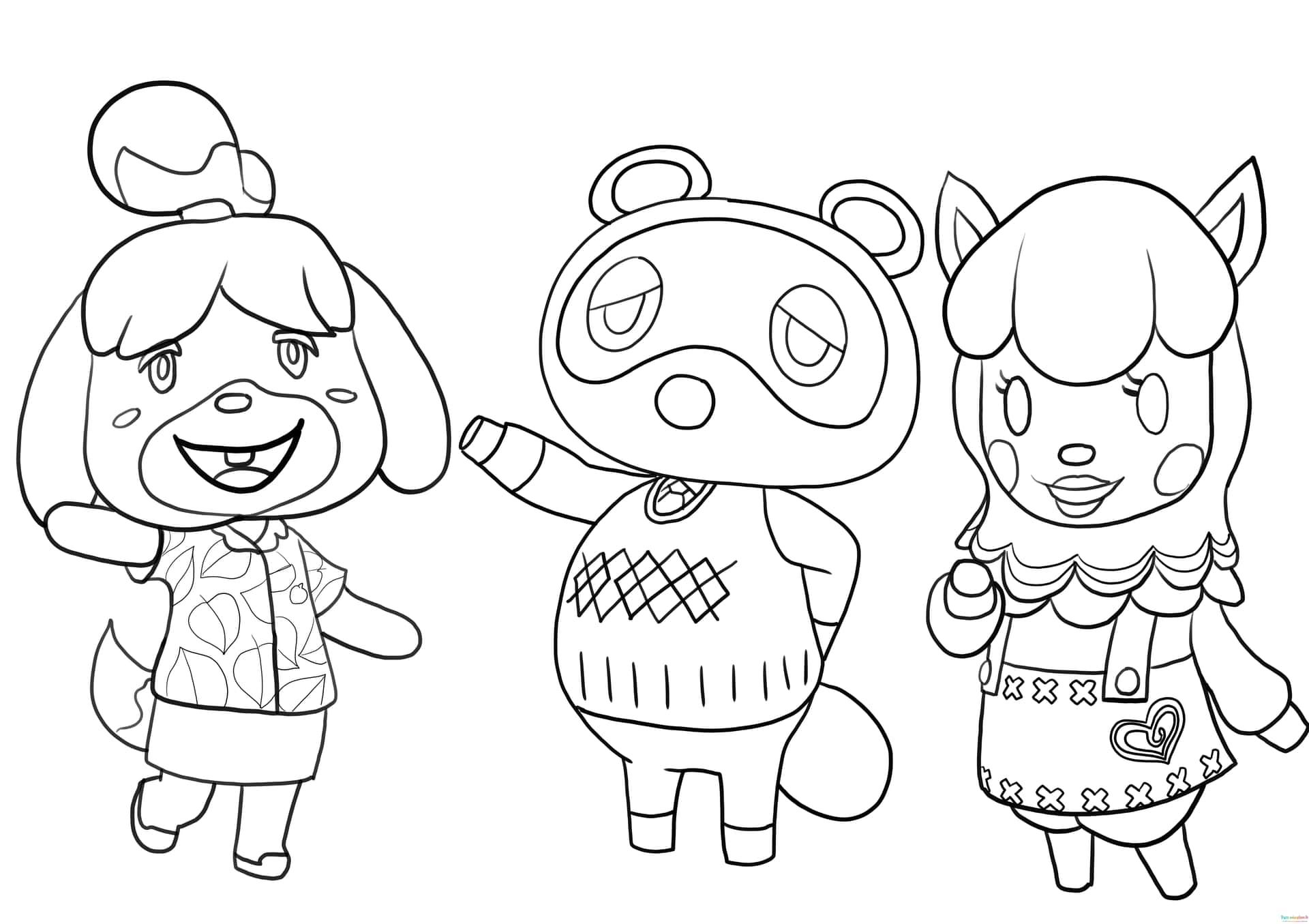 Coloriage Amis Animal Crossing à imprimer et colorier