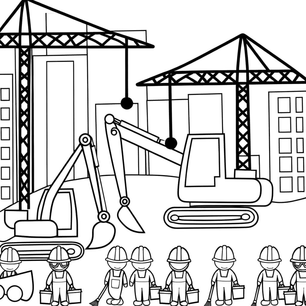 Coloriage Chantier de construction à imprimer et colorier