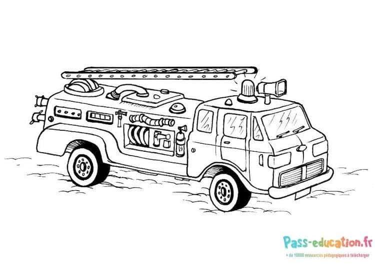 Coloriage Camion de pompiers à imprimer et colorier