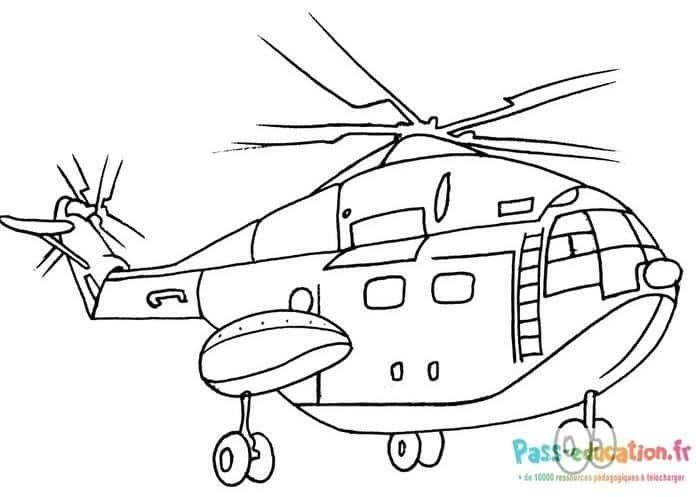Coloriage Hélicoptère en vol à imprimer et colorier