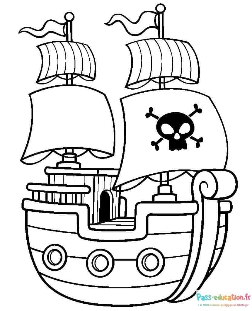 Coloriage Bateau pirate à imprimer et colorier