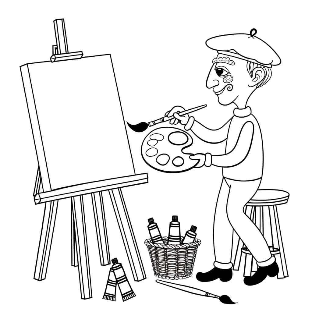 Coloriage Artiste Peintre à imprimer et colorier