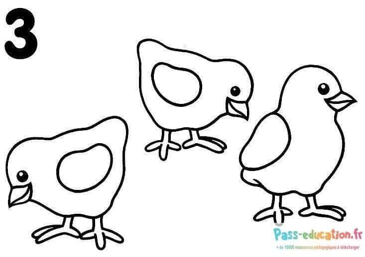 Coloriage Trois poussins à imprimer et colorier