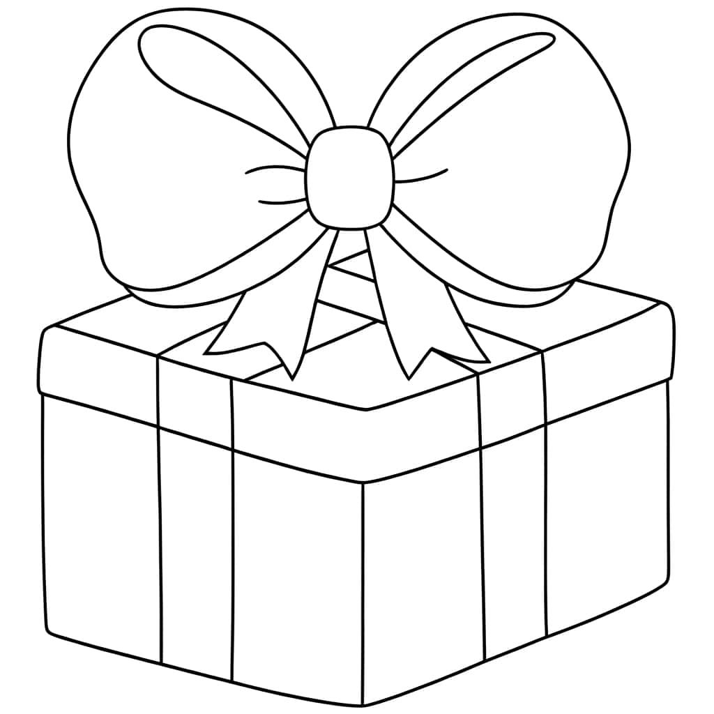 Coloriage Cadeau avec nœud à imprimer et colorier