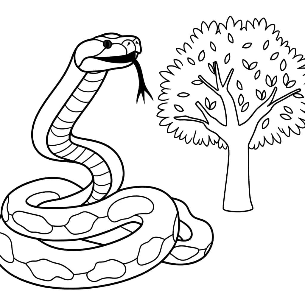 Coloriage Anaconda et arbre à imprimer et colorier