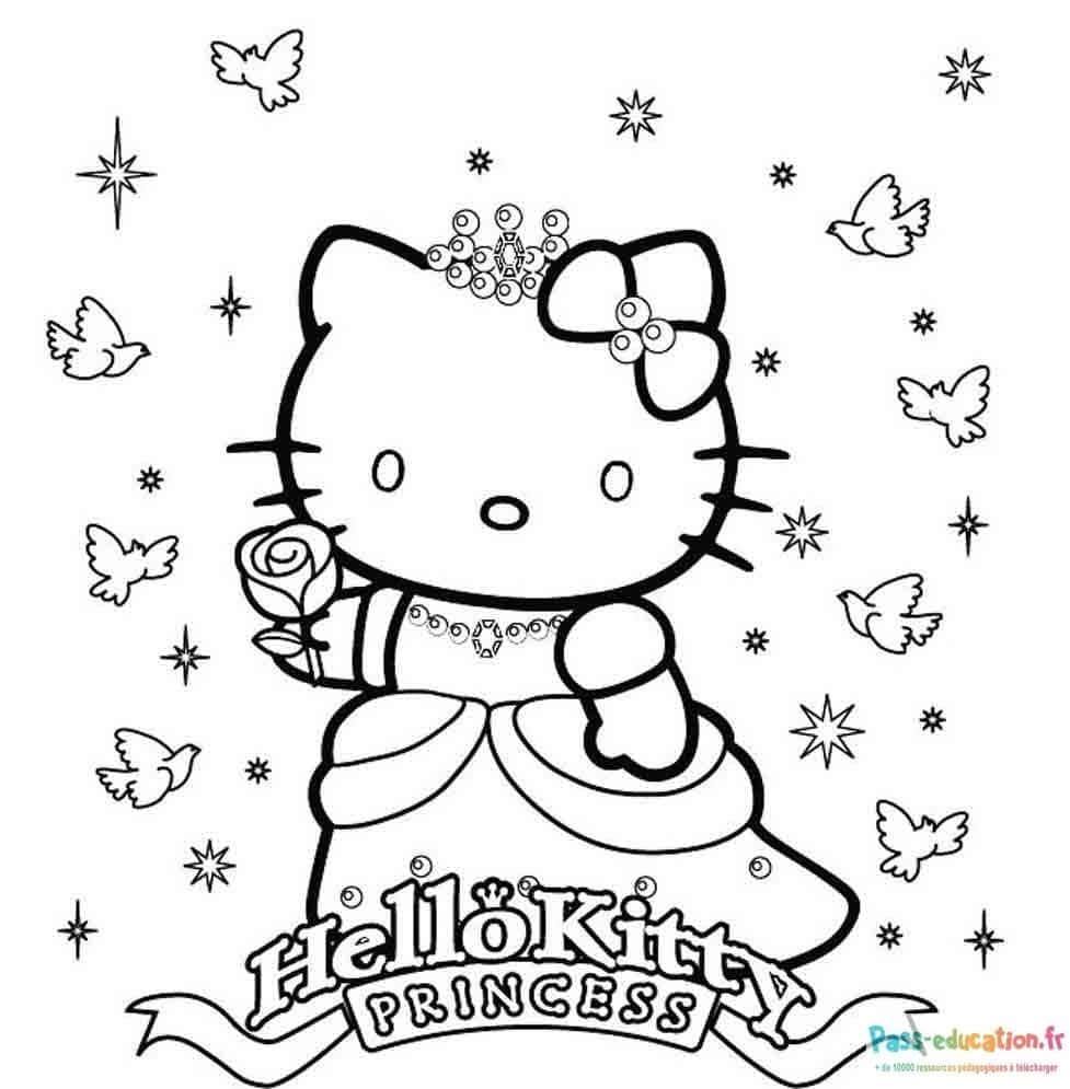Coloriage Princesse Hello Kitty à imprimer et colorier