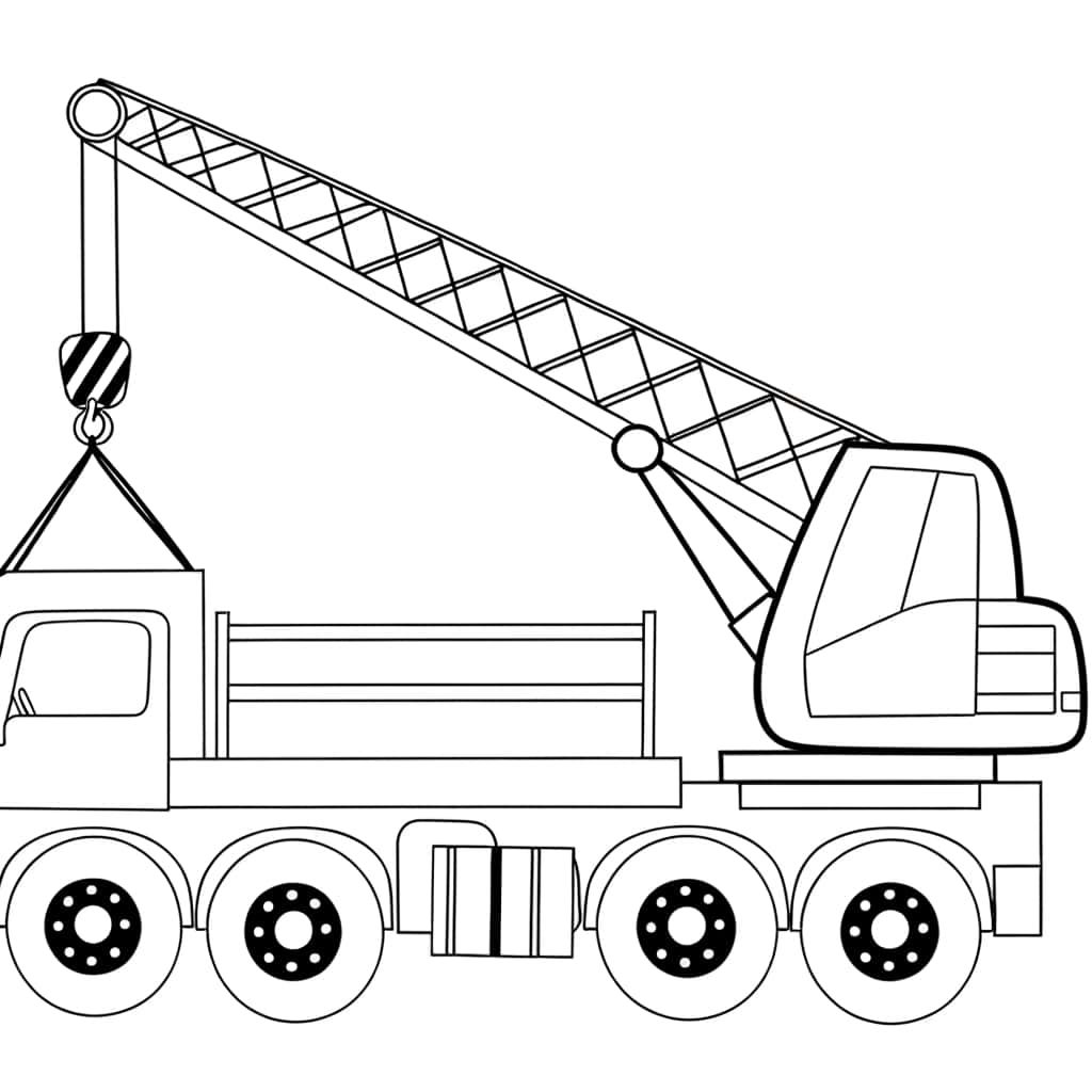 Coloriage Camion Grue à imprimer et colorier