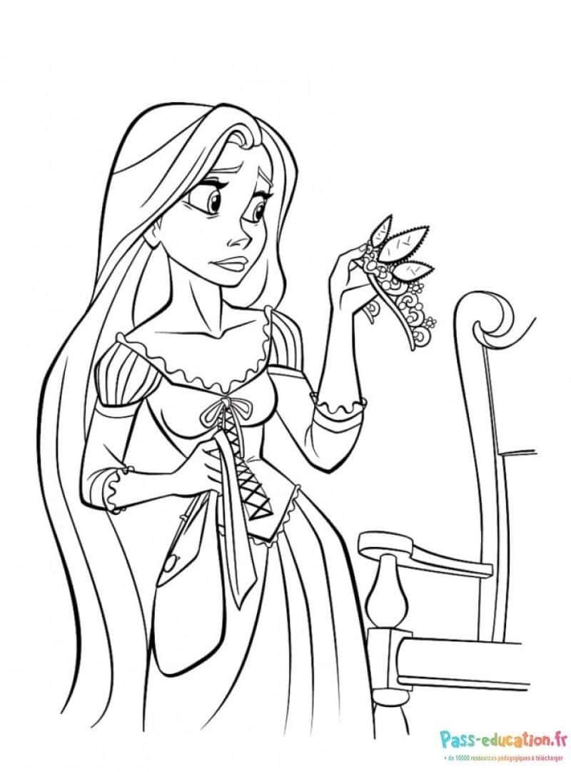Coloriage Raiponce et sa fleur à imprimer et colorier