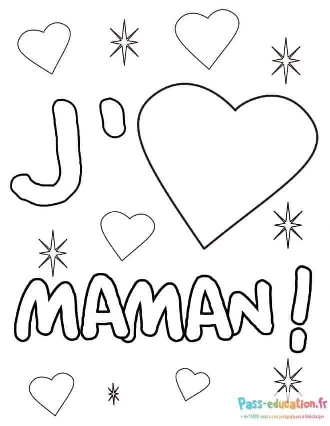 Coloriage Je t'aime Maman à imprimer et colorier