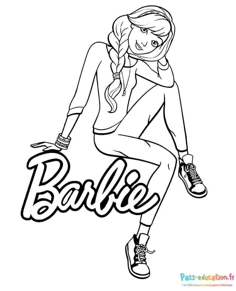 Coloriage Barbie en tenue décontractée à imprimer et colorier