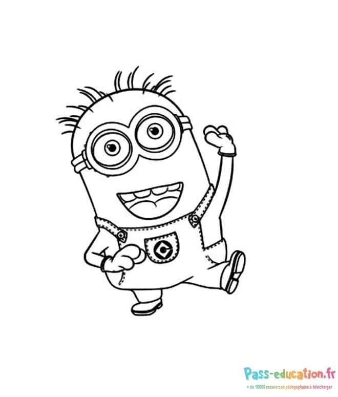 Coloriage Minion joyeux à imprimer et colorier
