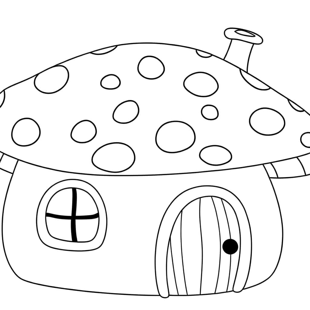 Coloriage Maison champignon à imprimer et colorier