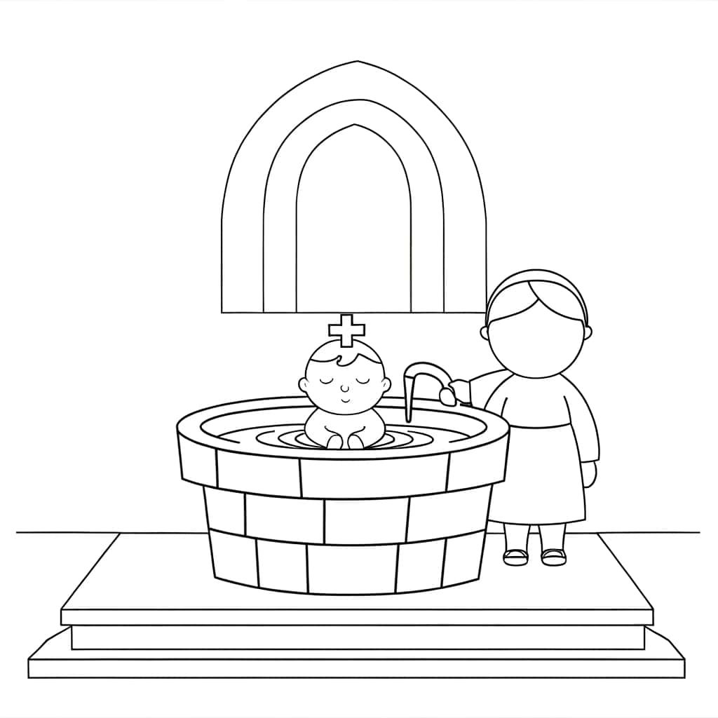Coloriage Baptême à l'église à imprimer et colorier