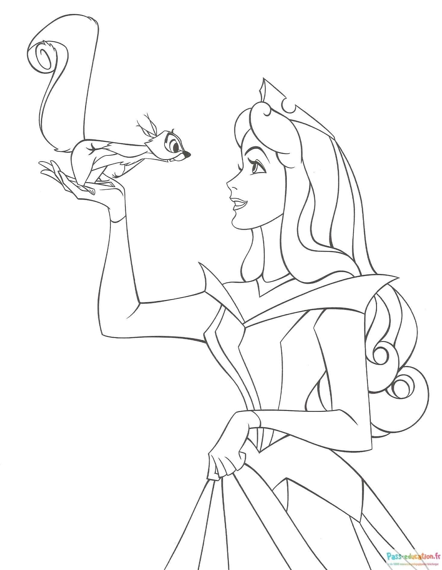 Coloriage Princesse et animal à imprimer et colorier