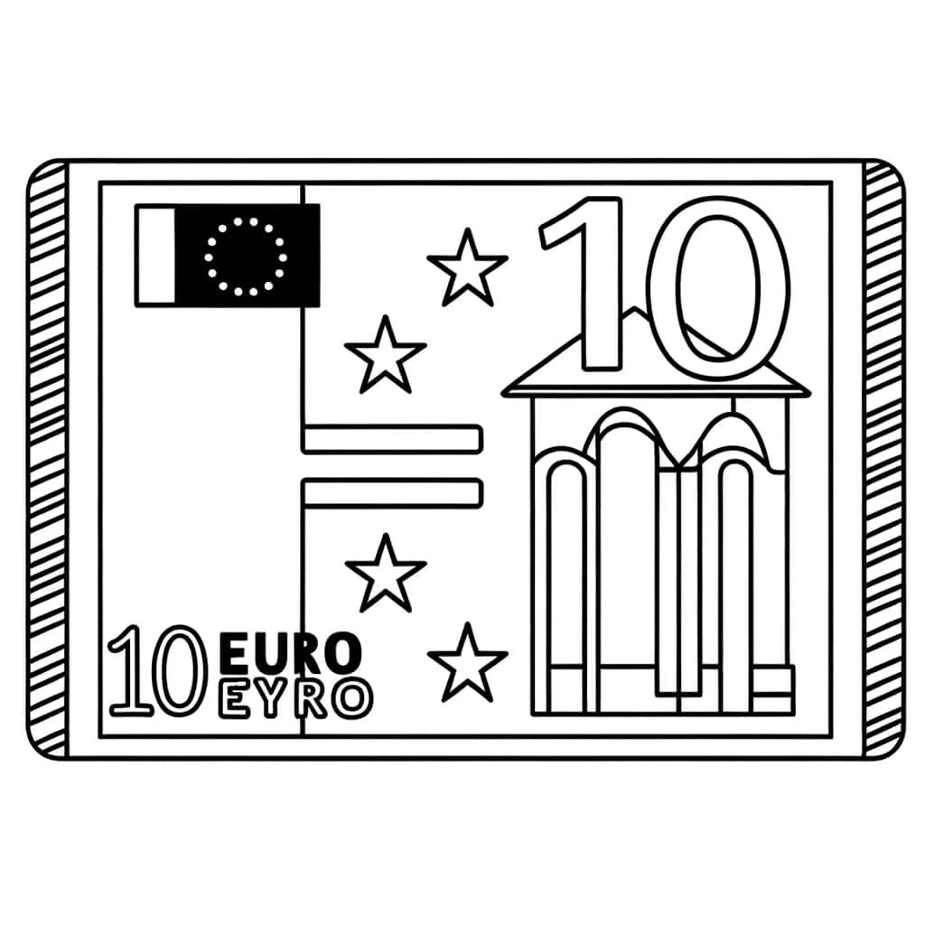 Coloriage Billet 10 Euros à imprimer et colorier