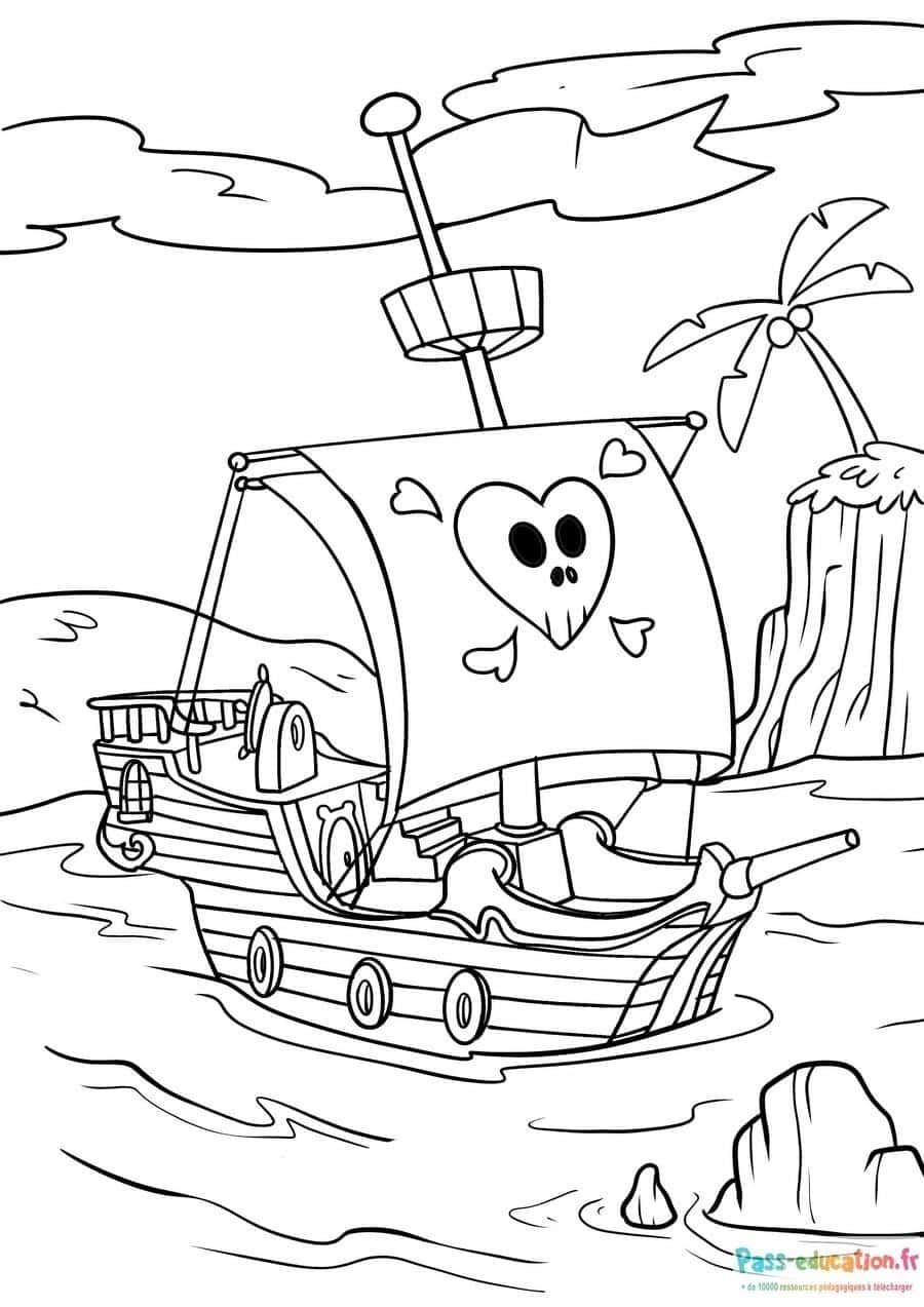 Coloriage Bateau pirate à imprimer et colorier