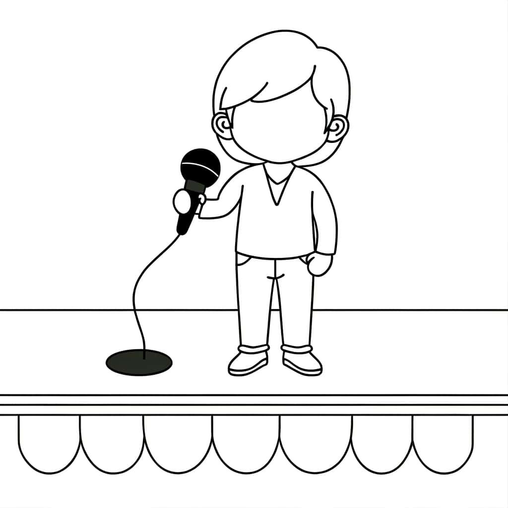 Coloriage Chanteur sur scène à imprimer et colorier