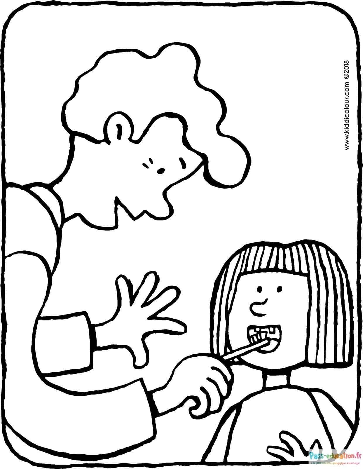 Coloriage Papa brossant les dents à imprimer et colorier