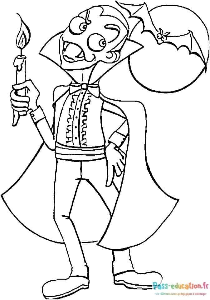 Coloriage Vampire et chauve-souris à imprimer et colorier