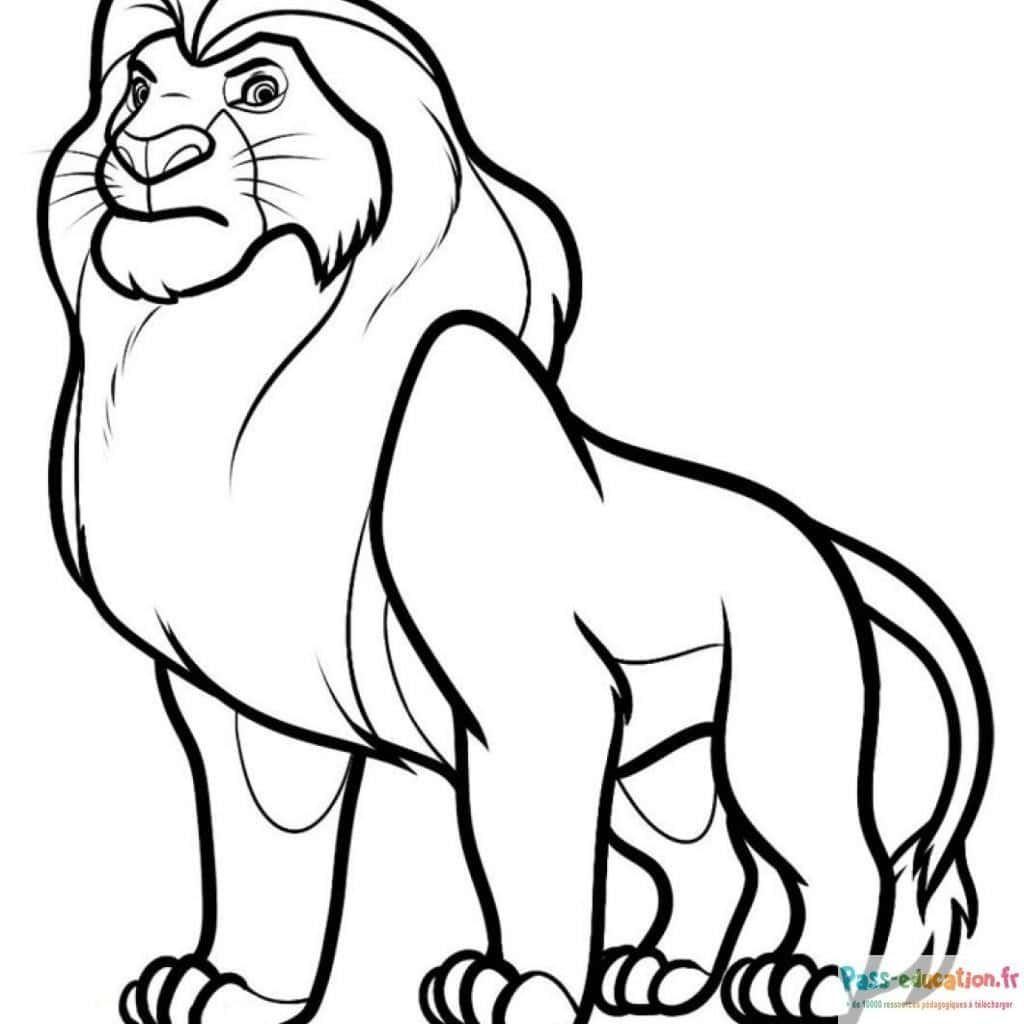 Coloriage Roi lion majestueux à imprimer et colorier
