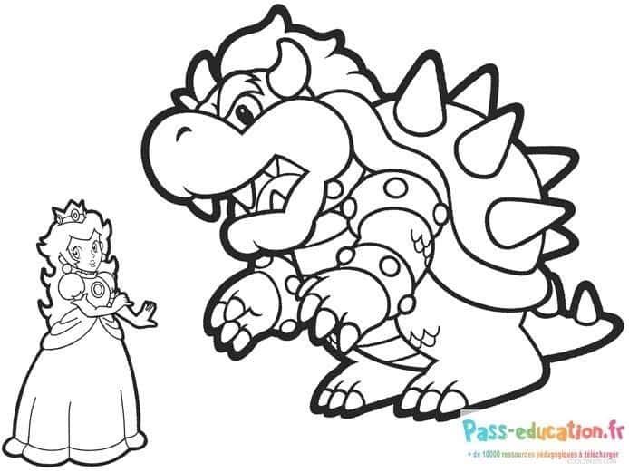 Coloriage Bowser et Princesse à imprimer et colorier