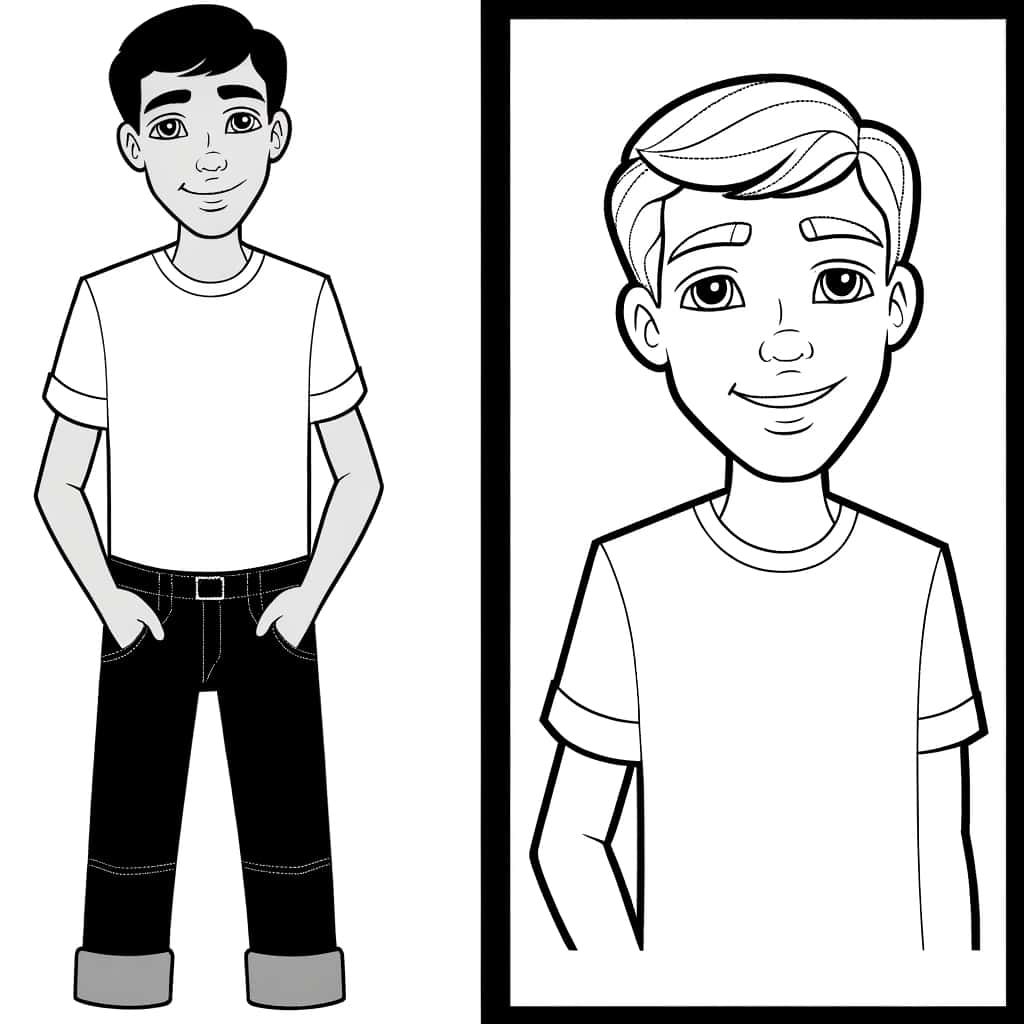 Coloriage Ado Garçon stylé à imprimer et colorier