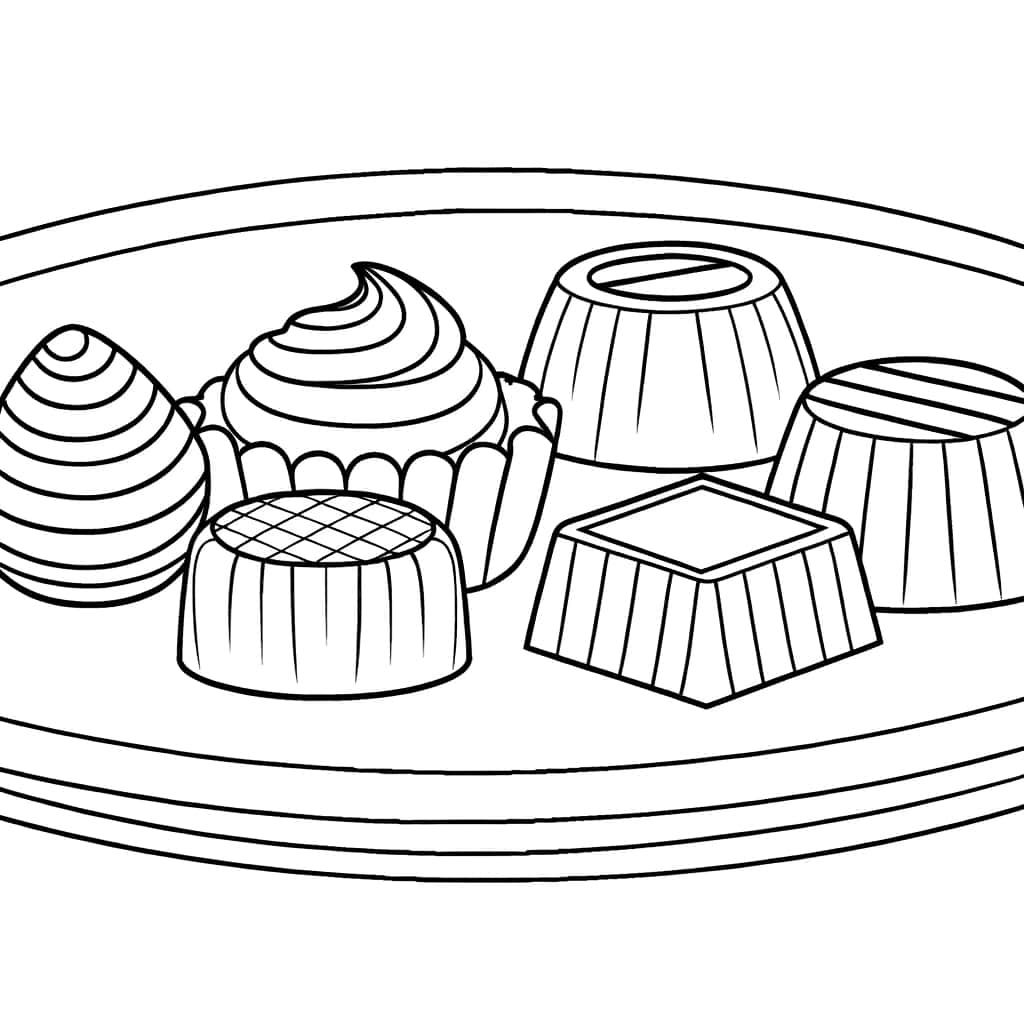 Coloriage Assortiment chocolats à imprimer et colorier