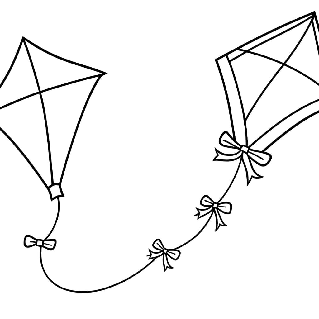 Coloriage Cerfs-volants dans le ciel à imprimer et colorier