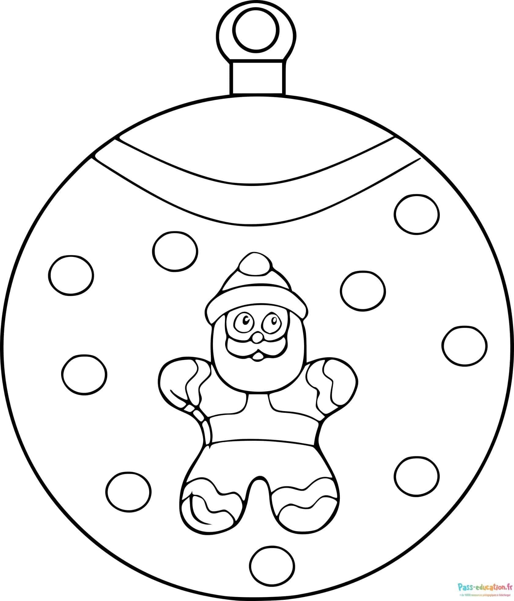 Coloriage Boule de Noël avec lutin à imprimer et colorier