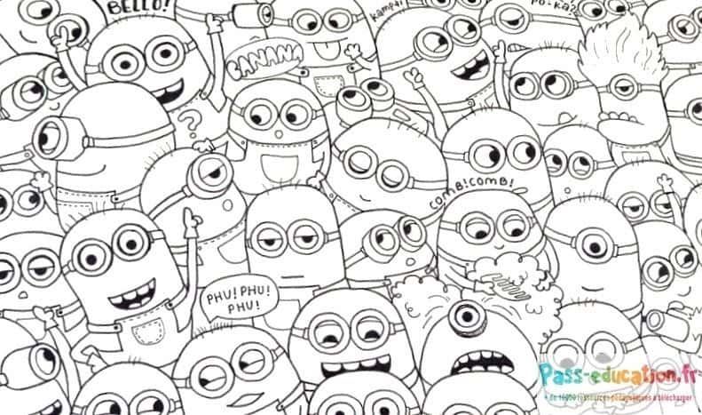 Coloriage Foule de Minions à imprimer et colorier