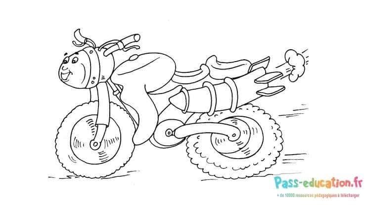 Coloriage Motard sur moto à imprimer et colorier