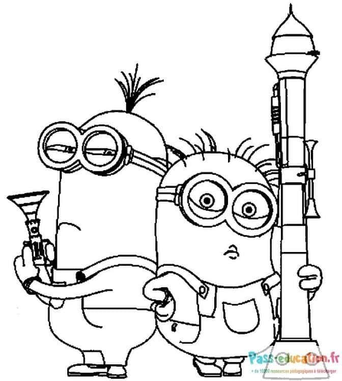 Coloriage Minions Musiciens à imprimer et colorier