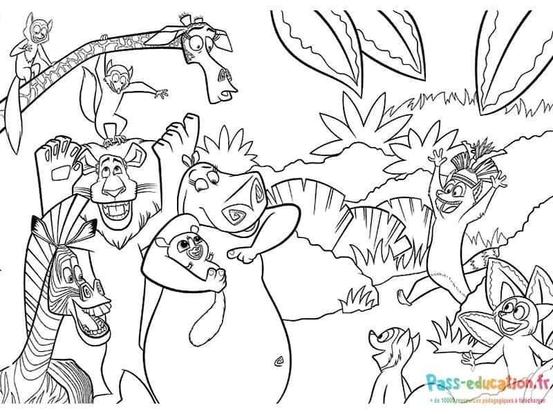 Coloriage Fête sauvage animée à imprimer et colorier