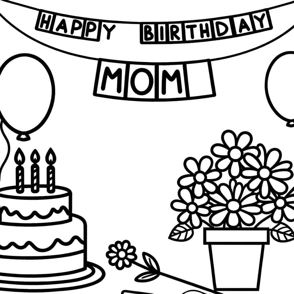 Coloriage Anniversaire Maman à imprimer et colorier