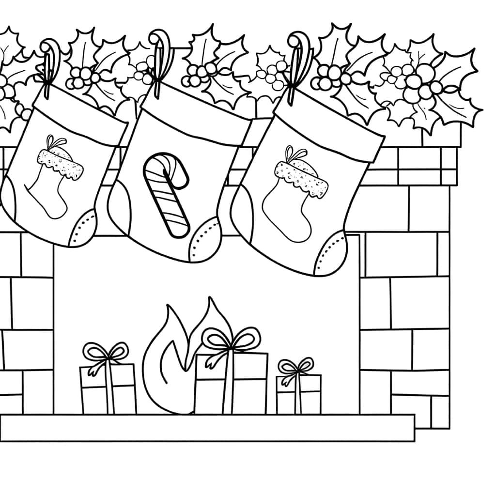 Coloriage Chaussettes de Noël à imprimer et colorier
