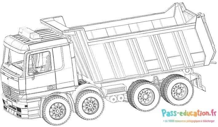 Coloriage Camion benne à imprimer et colorier