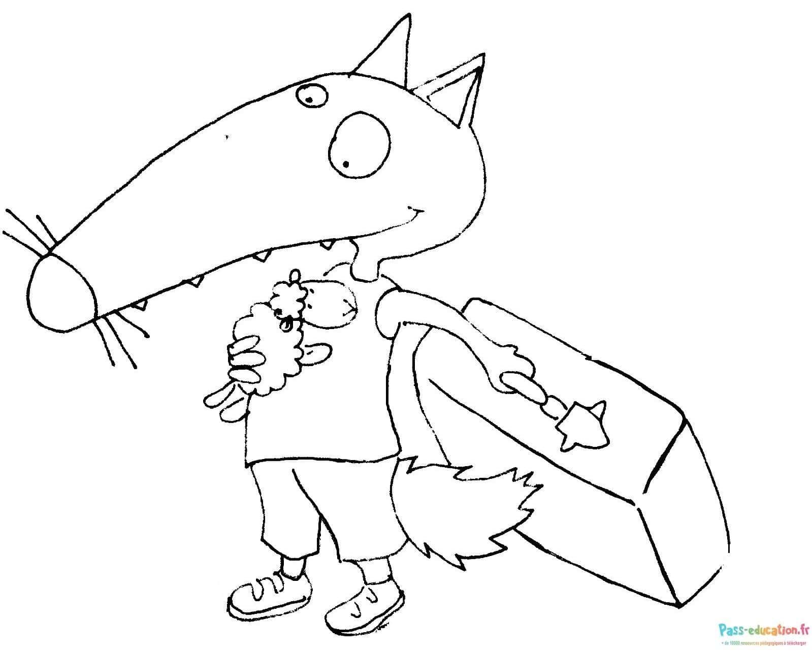 Coloriage Loup déguisé écolier à imprimer et colorier