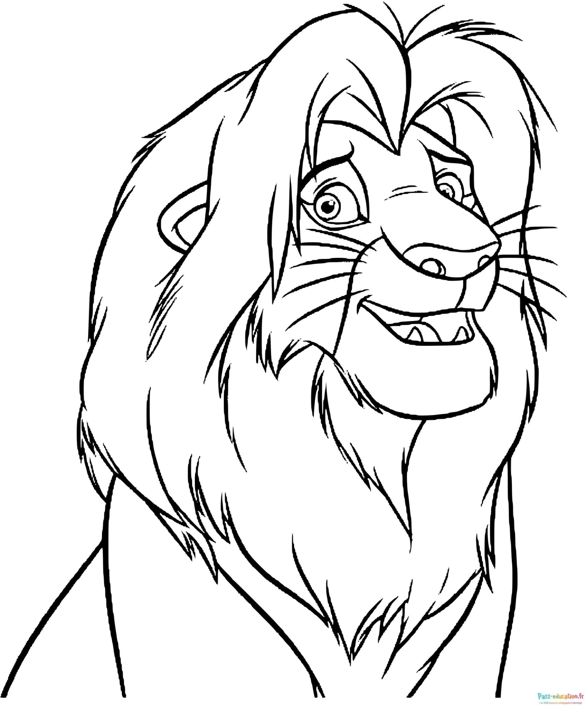 Coloriage Lion souriant à imprimer et colorier